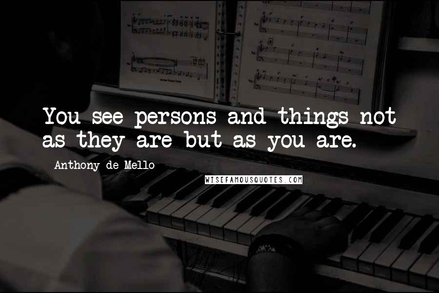 Anthony De Mello Quotes: You see persons and things not as they are but as you are.