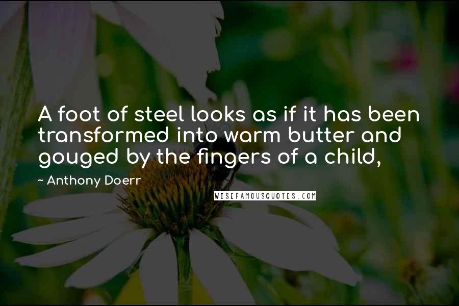 Anthony Doerr Quotes: A foot of steel looks as if it has been transformed into warm butter and gouged by the fingers of a child,