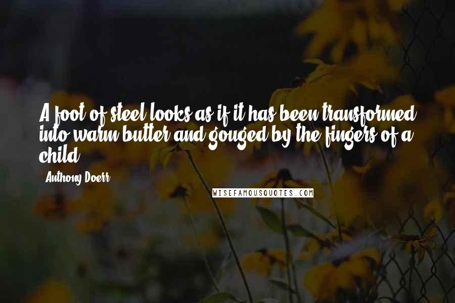 Anthony Doerr Quotes: A foot of steel looks as if it has been transformed into warm butter and gouged by the fingers of a child,