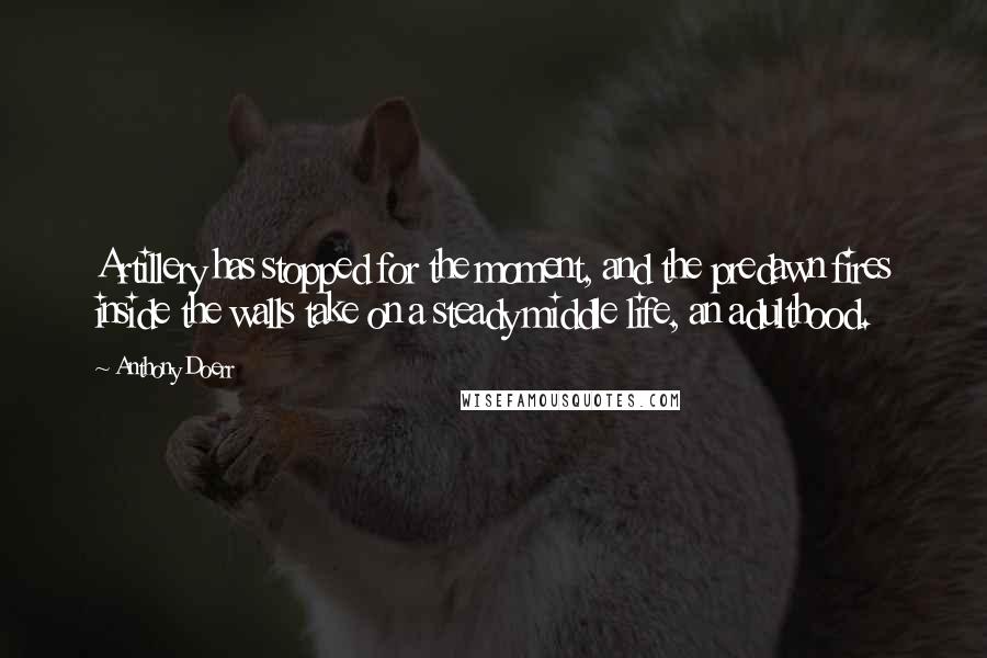 Anthony Doerr Quotes: Artillery has stopped for the moment, and the predawn fires inside the walls take on a steady middle life, an adulthood.