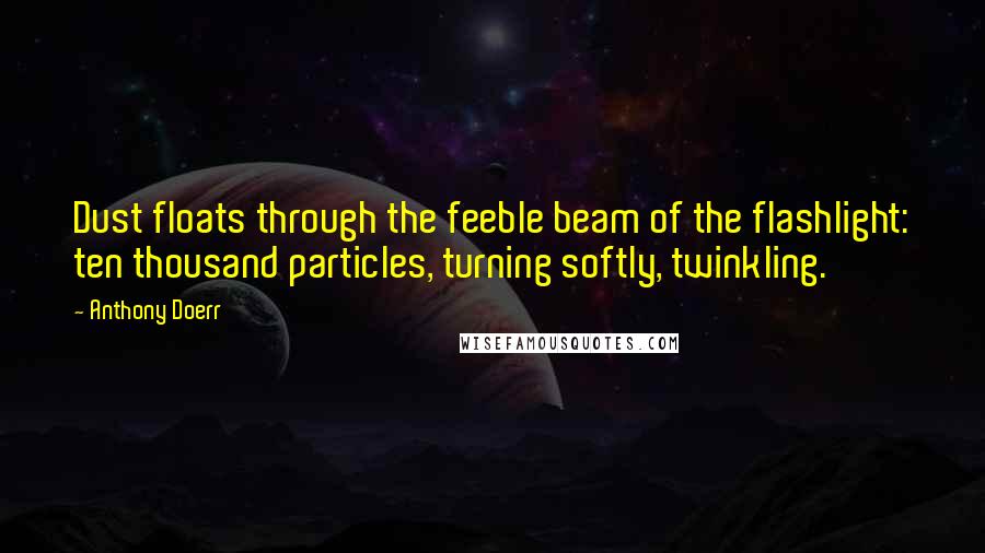 Anthony Doerr Quotes: Dust floats through the feeble beam of the flashlight: ten thousand particles, turning softly, twinkling.