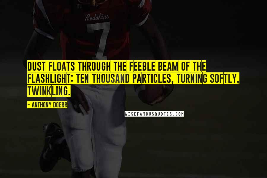 Anthony Doerr Quotes: Dust floats through the feeble beam of the flashlight: ten thousand particles, turning softly, twinkling.