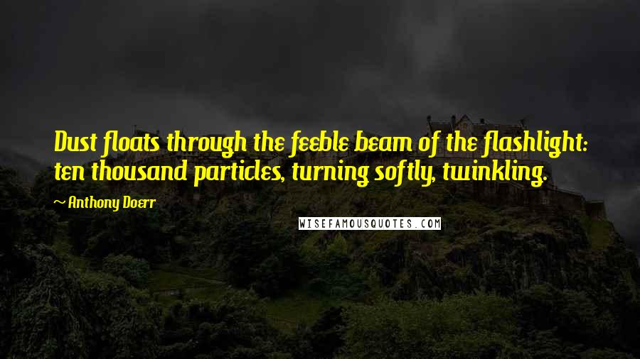 Anthony Doerr Quotes: Dust floats through the feeble beam of the flashlight: ten thousand particles, turning softly, twinkling.