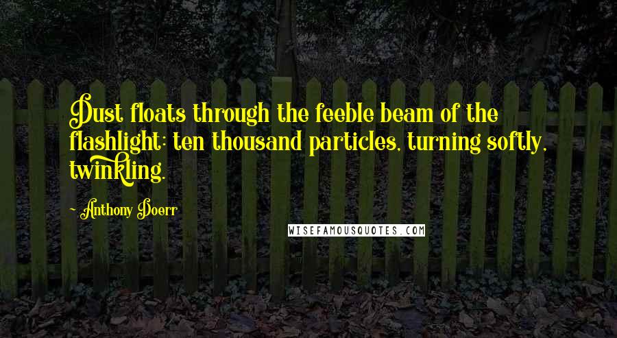 Anthony Doerr Quotes: Dust floats through the feeble beam of the flashlight: ten thousand particles, turning softly, twinkling.