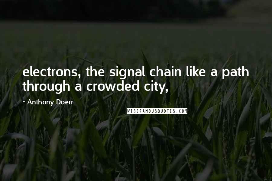 Anthony Doerr Quotes: electrons, the signal chain like a path through a crowded city,