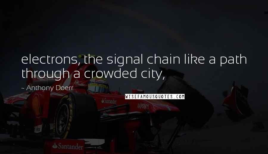 Anthony Doerr Quotes: electrons, the signal chain like a path through a crowded city,
