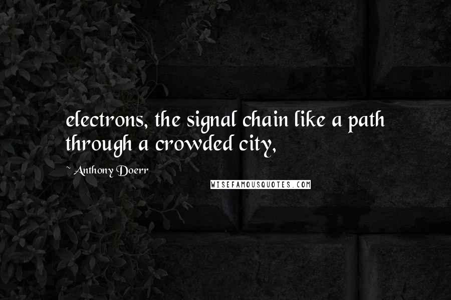 Anthony Doerr Quotes: electrons, the signal chain like a path through a crowded city,