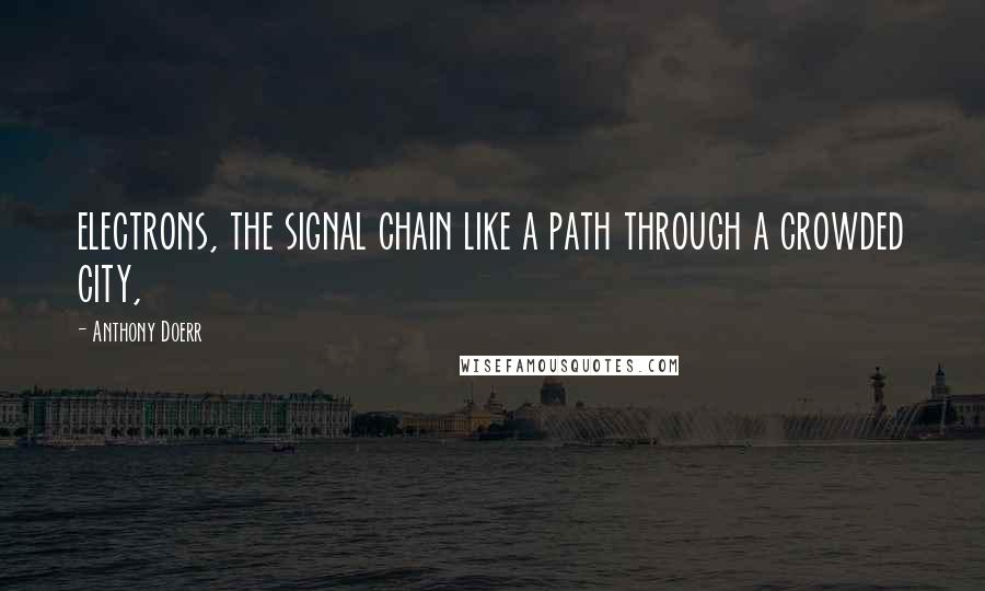 Anthony Doerr Quotes: electrons, the signal chain like a path through a crowded city,