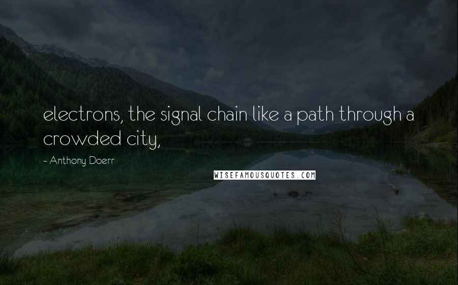 Anthony Doerr Quotes: electrons, the signal chain like a path through a crowded city,