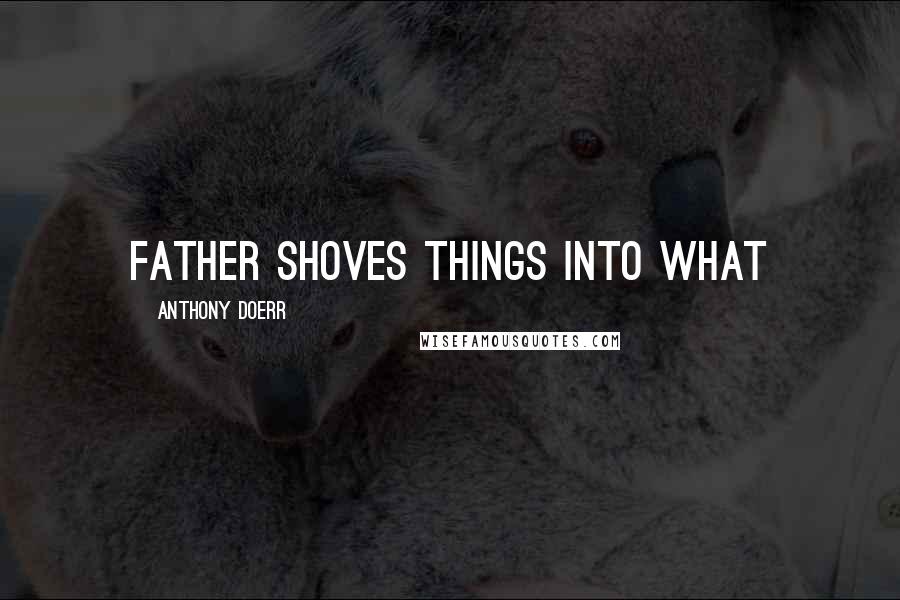 Anthony Doerr Quotes: father shoves things into what