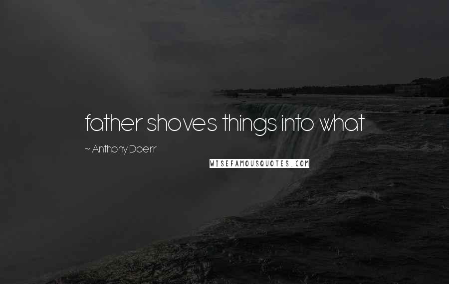 Anthony Doerr Quotes: father shoves things into what