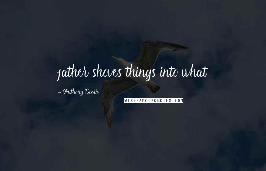 Anthony Doerr Quotes: father shoves things into what