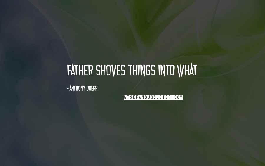 Anthony Doerr Quotes: father shoves things into what