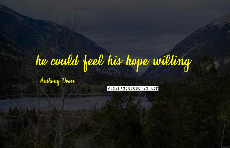 Anthony Doerr Quotes: he could feel his hope wilting.