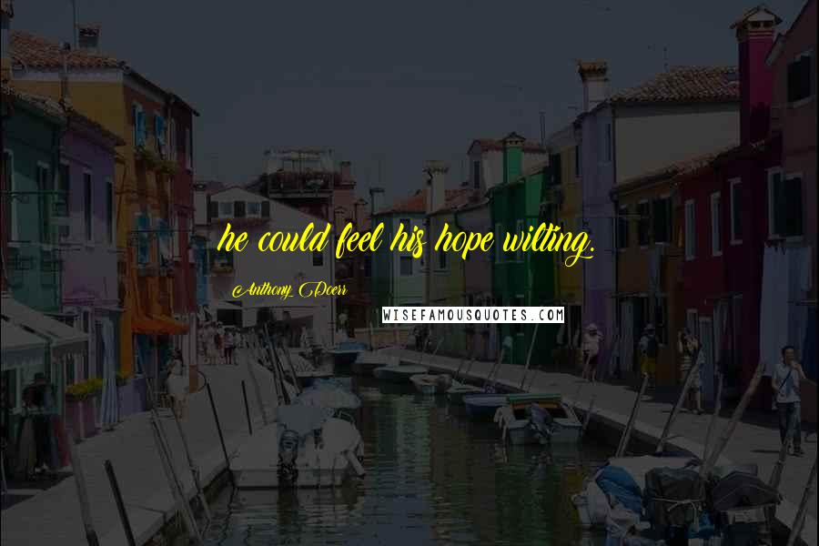 Anthony Doerr Quotes: he could feel his hope wilting.