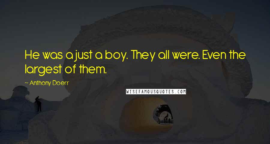 Anthony Doerr Quotes: He was a just a boy. They all were. Even the largest of them.