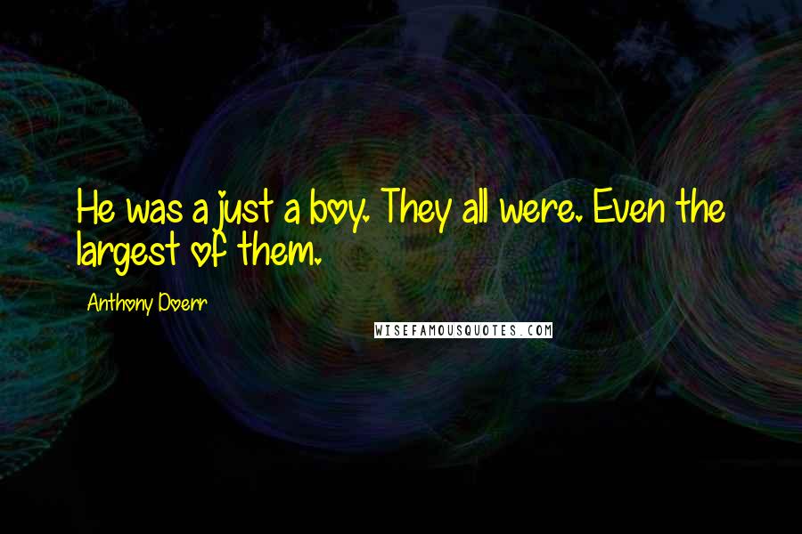 Anthony Doerr Quotes: He was a just a boy. They all were. Even the largest of them.