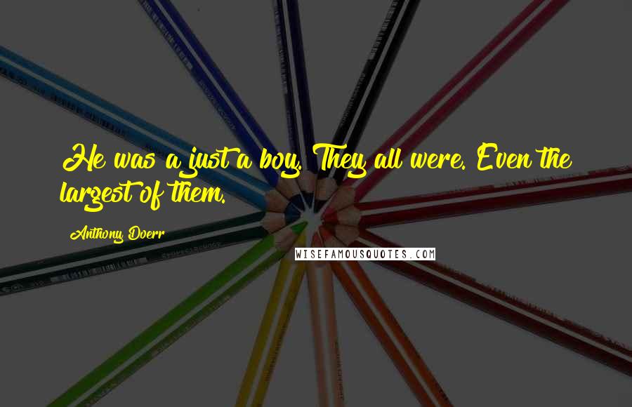 Anthony Doerr Quotes: He was a just a boy. They all were. Even the largest of them.