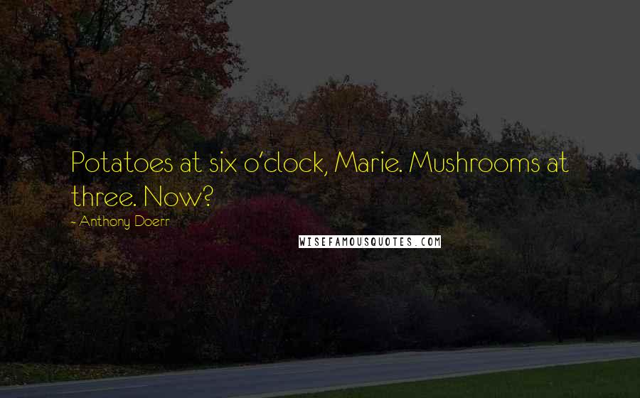 Anthony Doerr Quotes: Potatoes at six o'clock, Marie. Mushrooms at three. Now?