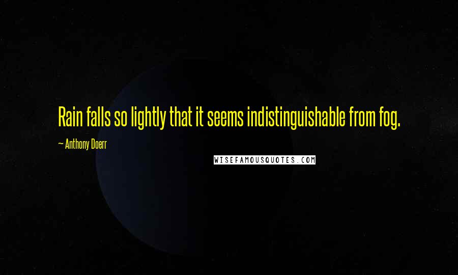 Anthony Doerr Quotes: Rain falls so lightly that it seems indistinguishable from fog.