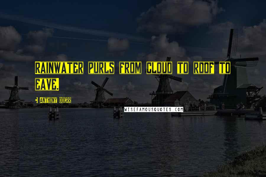 Anthony Doerr Quotes: Rainwater purls from cloud to roof to eave.