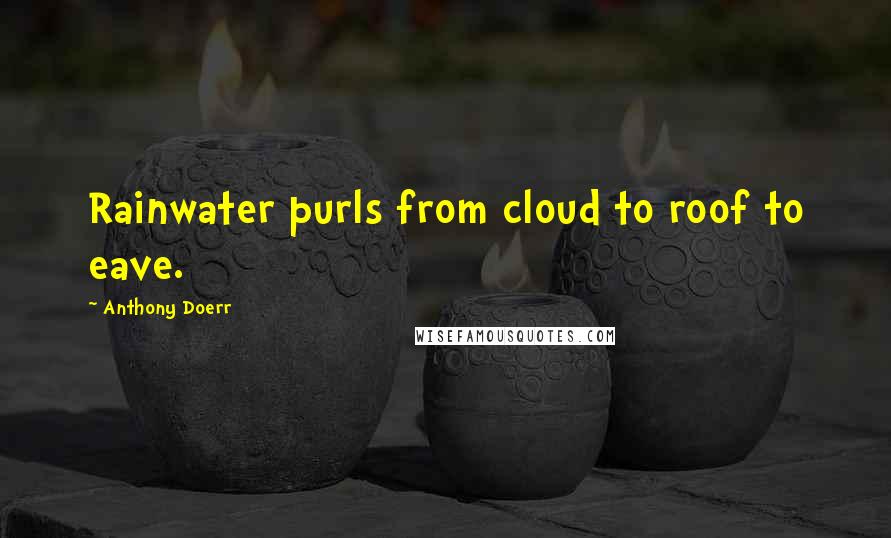 Anthony Doerr Quotes: Rainwater purls from cloud to roof to eave.