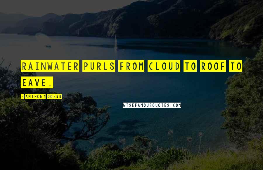 Anthony Doerr Quotes: Rainwater purls from cloud to roof to eave.