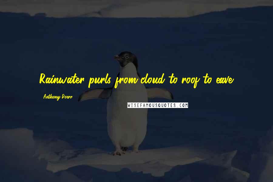 Anthony Doerr Quotes: Rainwater purls from cloud to roof to eave.
