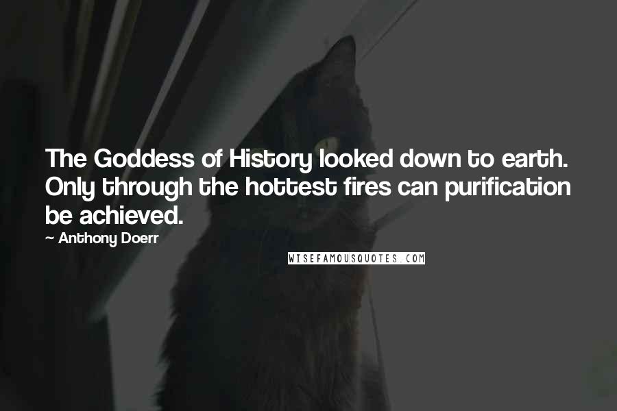 Anthony Doerr Quotes: The Goddess of History looked down to earth. Only through the hottest fires can purification be achieved.