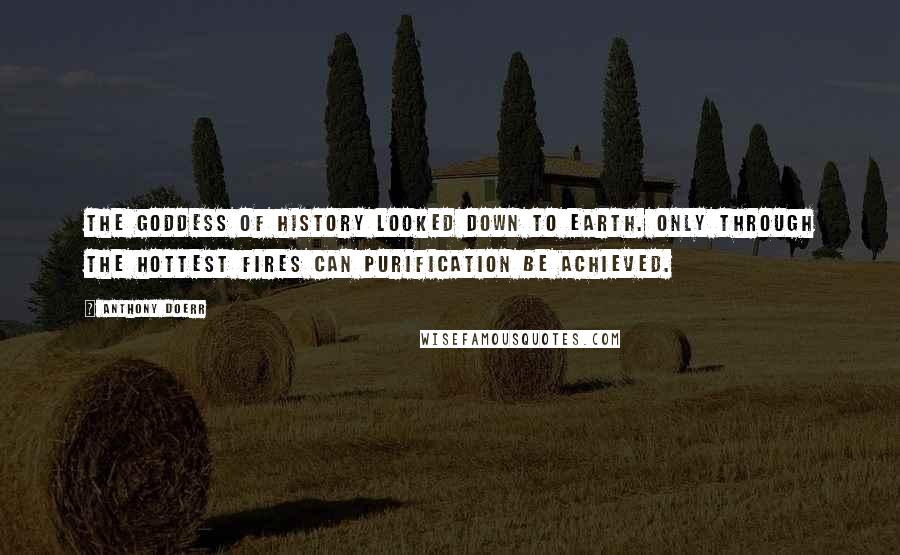 Anthony Doerr Quotes: The Goddess of History looked down to earth. Only through the hottest fires can purification be achieved.