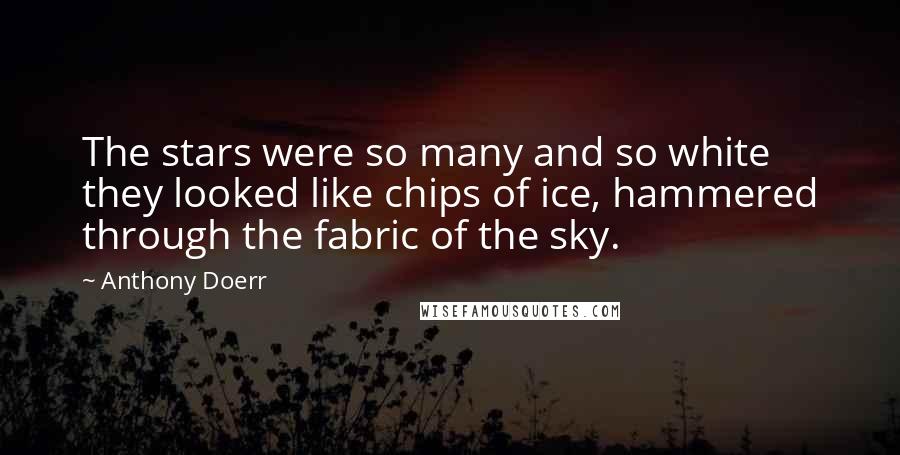 Anthony Doerr Quotes: The stars were so many and so white they looked like chips of ice, hammered through the fabric of the sky.