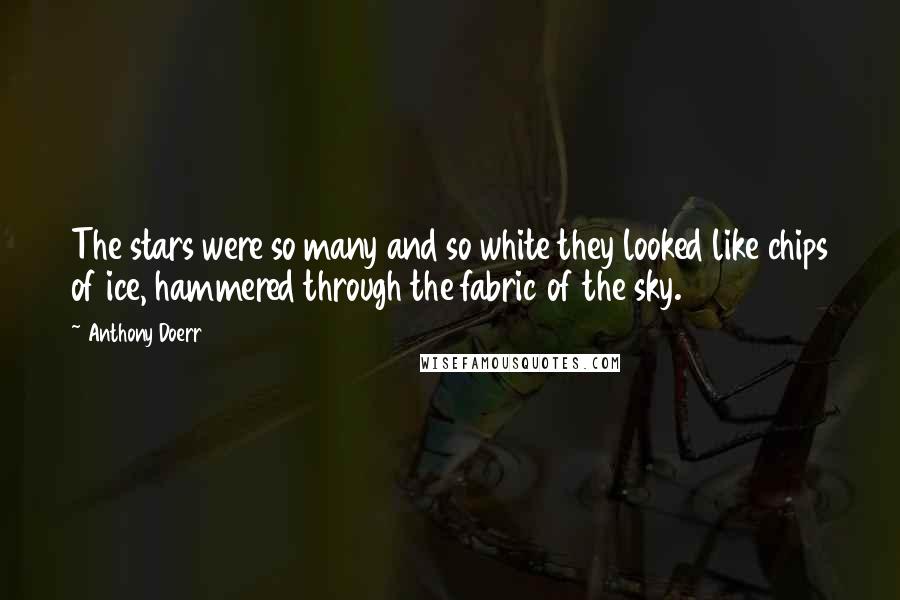 Anthony Doerr Quotes: The stars were so many and so white they looked like chips of ice, hammered through the fabric of the sky.