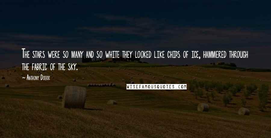 Anthony Doerr Quotes: The stars were so many and so white they looked like chips of ice, hammered through the fabric of the sky.