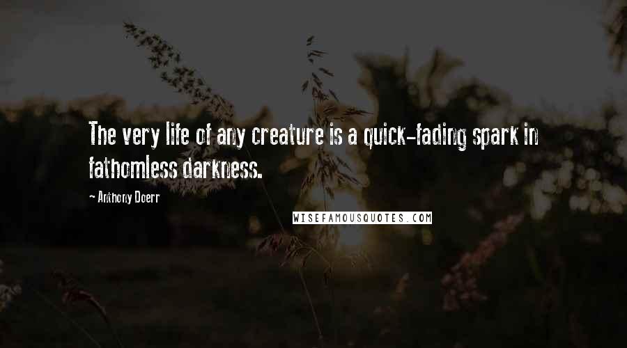 Anthony Doerr Quotes: The very life of any creature is a quick-fading spark in fathomless darkness.