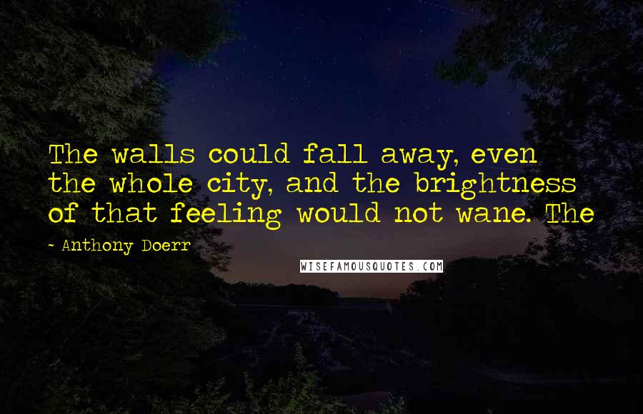 Anthony Doerr Quotes: The walls could fall away, even the whole city, and the brightness of that feeling would not wane. The