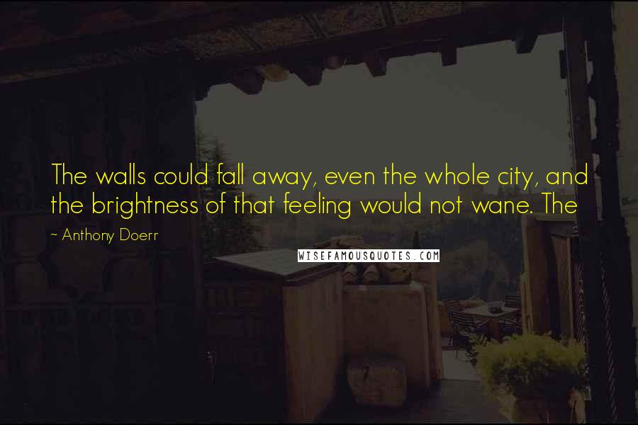 Anthony Doerr Quotes: The walls could fall away, even the whole city, and the brightness of that feeling would not wane. The