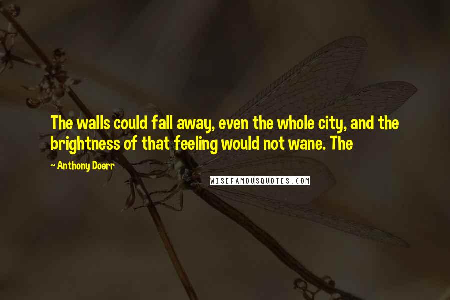 Anthony Doerr Quotes: The walls could fall away, even the whole city, and the brightness of that feeling would not wane. The