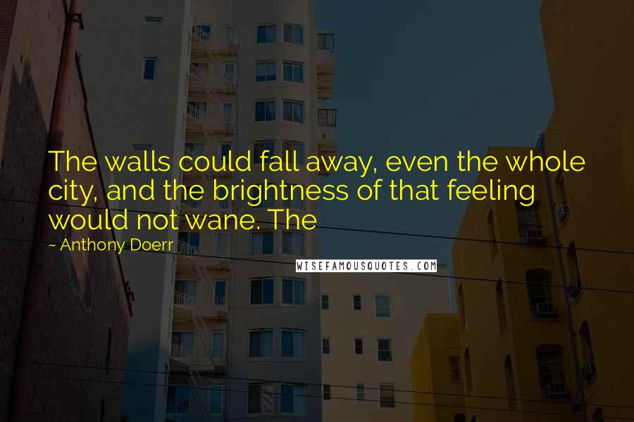 Anthony Doerr Quotes: The walls could fall away, even the whole city, and the brightness of that feeling would not wane. The