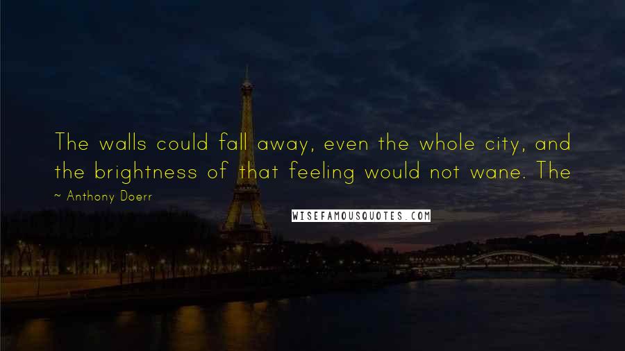 Anthony Doerr Quotes: The walls could fall away, even the whole city, and the brightness of that feeling would not wane. The