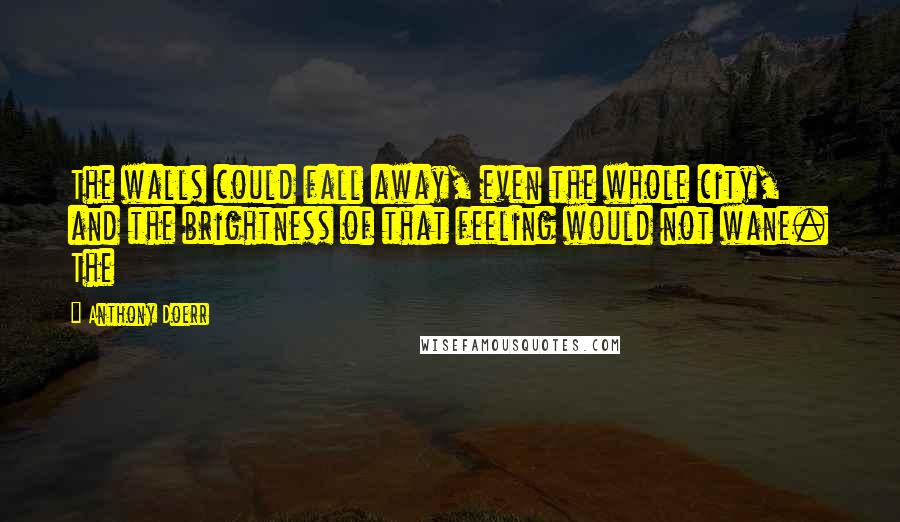 Anthony Doerr Quotes: The walls could fall away, even the whole city, and the brightness of that feeling would not wane. The