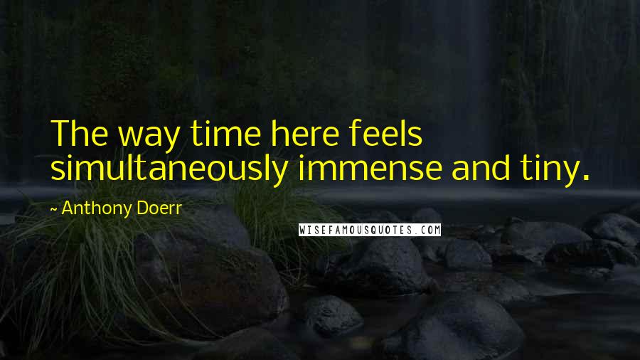 Anthony Doerr Quotes: The way time here feels simultaneously immense and tiny.