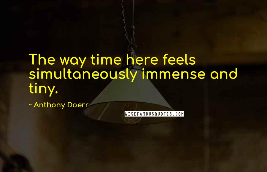 Anthony Doerr Quotes: The way time here feels simultaneously immense and tiny.