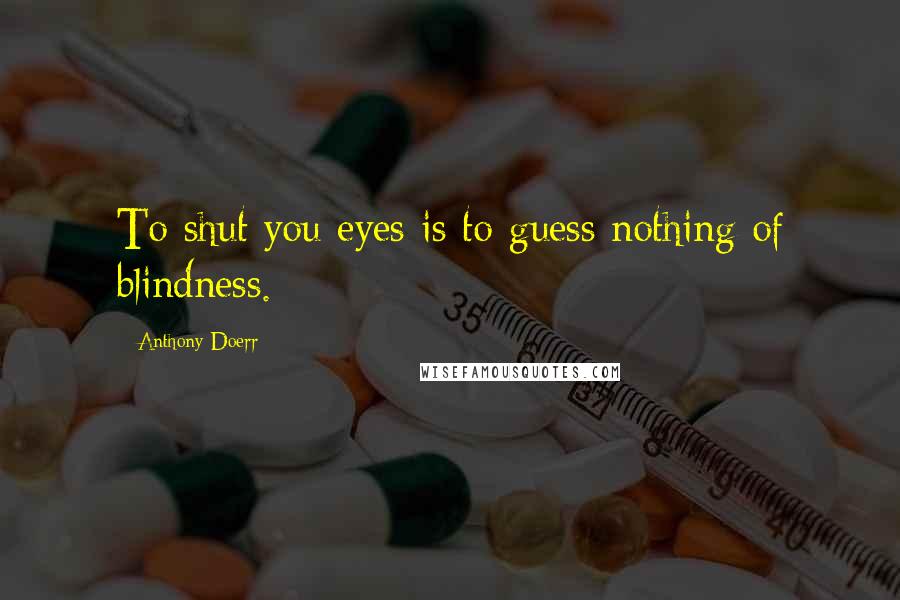 Anthony Doerr Quotes: To shut you eyes is to guess nothing of blindness.