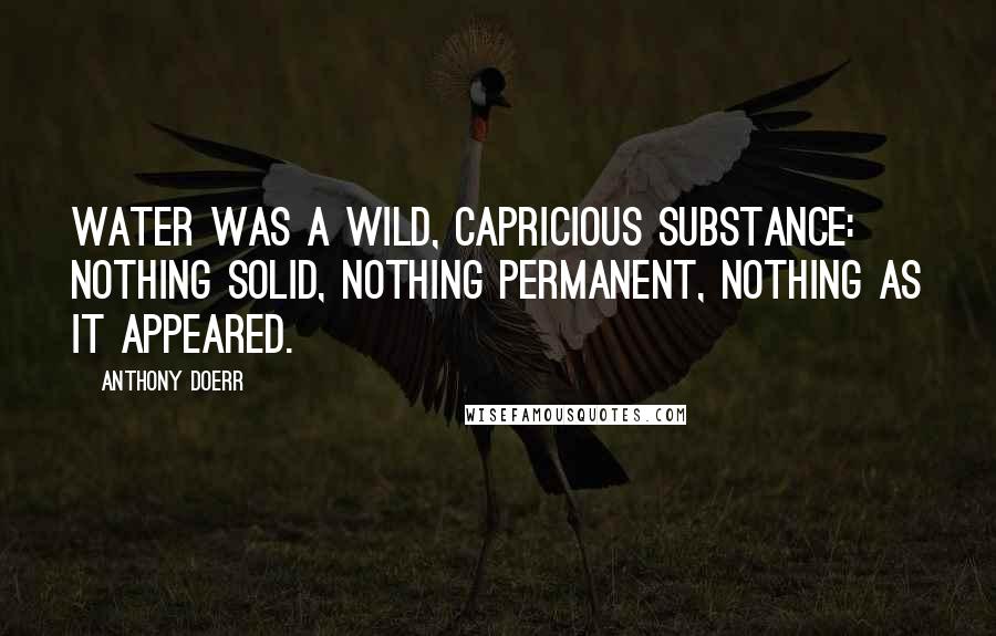 Anthony Doerr Quotes: Water was a wild, capricious substance: nothing solid, nothing permanent, nothing as it appeared.