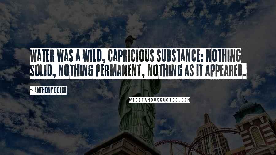 Anthony Doerr Quotes: Water was a wild, capricious substance: nothing solid, nothing permanent, nothing as it appeared.