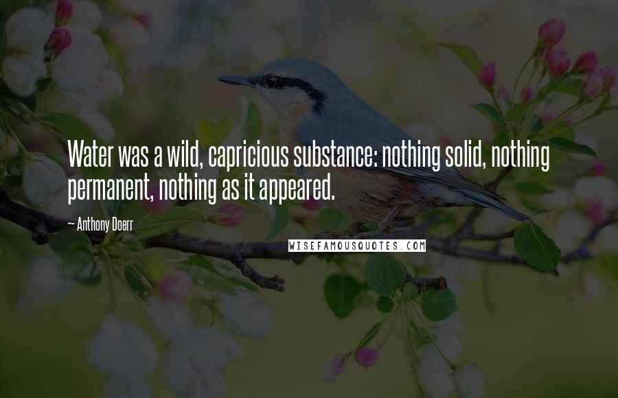 Anthony Doerr Quotes: Water was a wild, capricious substance: nothing solid, nothing permanent, nothing as it appeared.