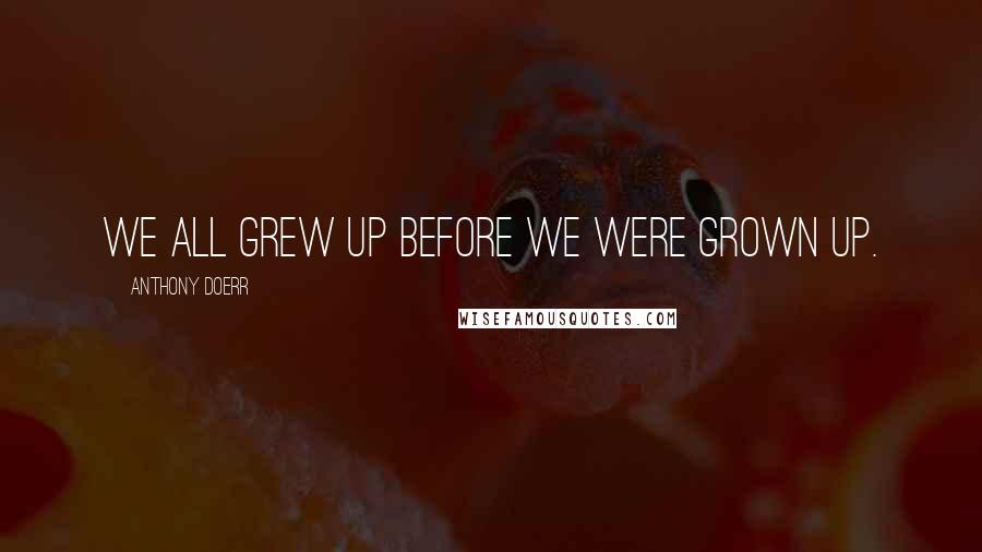 Anthony Doerr Quotes: We all grew up before we were grown up.