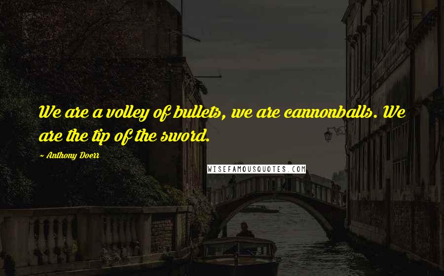 Anthony Doerr Quotes: We are a volley of bullets, we are cannonballs. We are the tip of the sword.