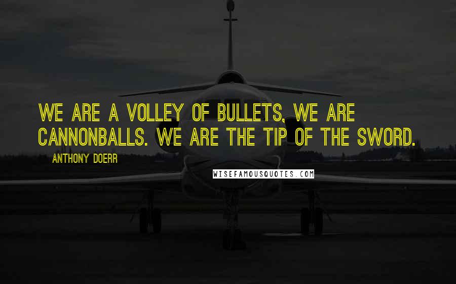 Anthony Doerr Quotes: We are a volley of bullets, we are cannonballs. We are the tip of the sword.