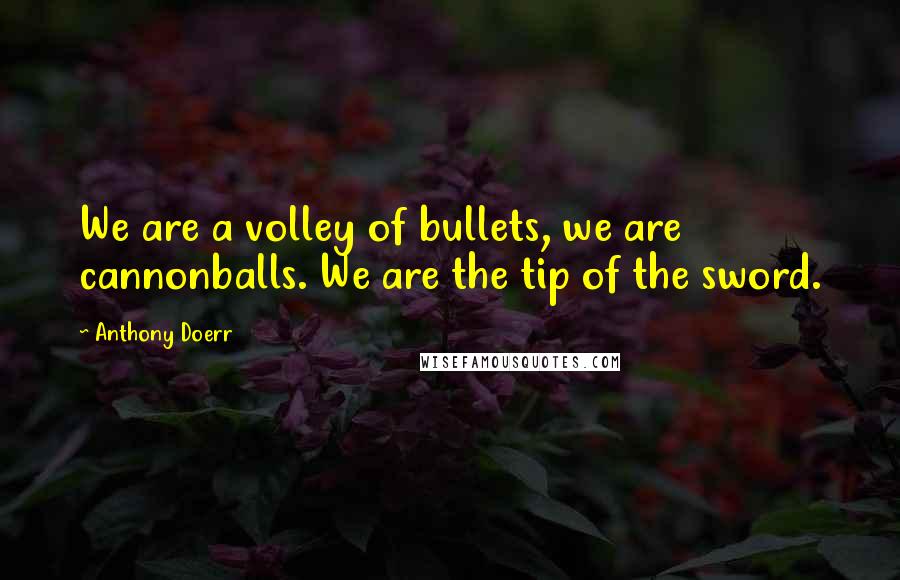 Anthony Doerr Quotes: We are a volley of bullets, we are cannonballs. We are the tip of the sword.